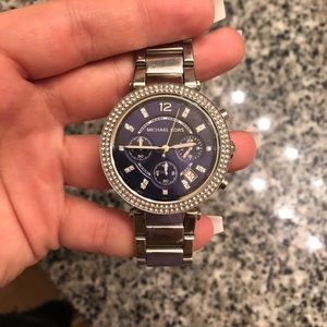 Silver and navy Michale Kors watch
